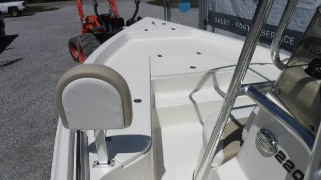 Slide: The Image of 2025 Bulls Bay 2200XS boat deck with seating and control panel. - 4