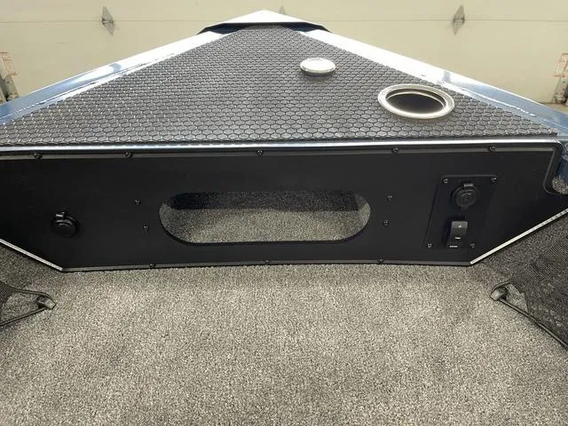 Slide: The Image of 2025 Ranger VS1782SC Angler boat deck with storage compartment and cup holder. - 15