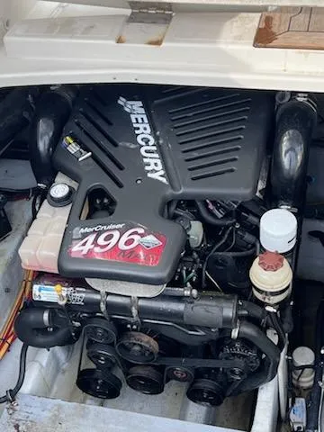 Slide: The Image of 2007 Chris-Craft Corsair 36 engine compartment with Mercury MerCruiser 496 engine. - 12