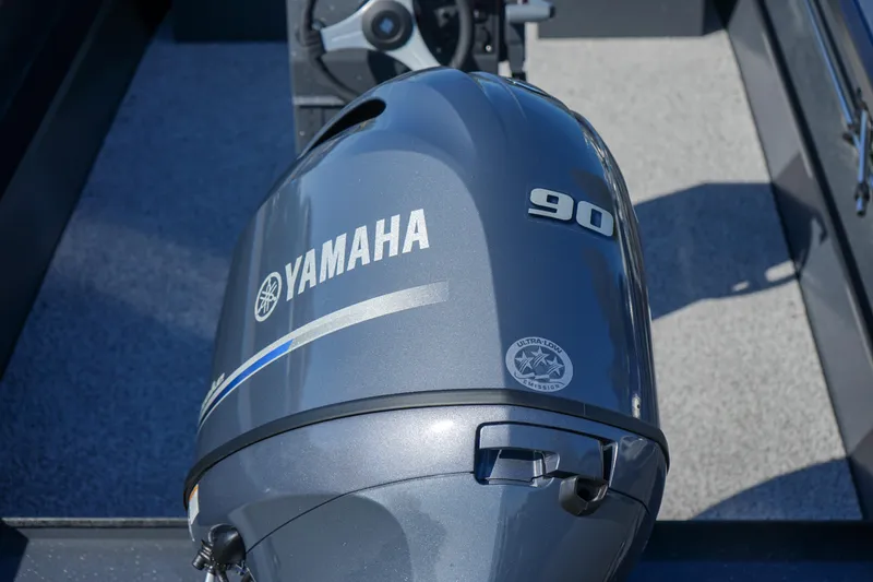 Slide: The Image of 2025 Alumaweld Adventurer 20 with Yamaha 90 outboard motor, interior view. - 6