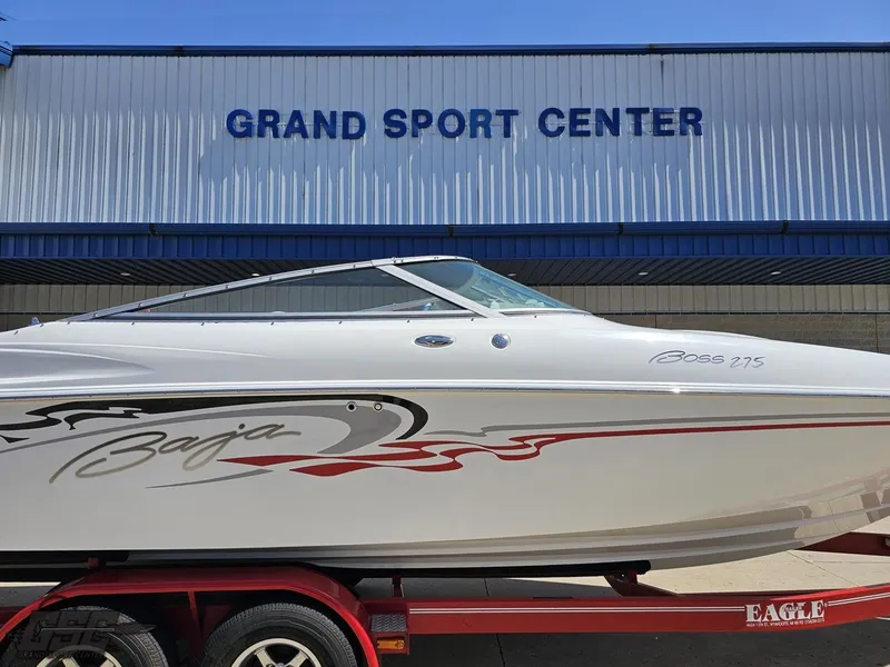 Slide: The Image of 2004 Baja 275 boat on trailer at Grand Sport Center. - 6