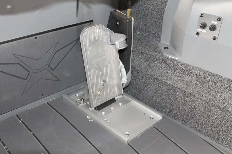 Slide: The Image of Foot pedal control in 2025 Vexus AVX2080 boat interior. - 13