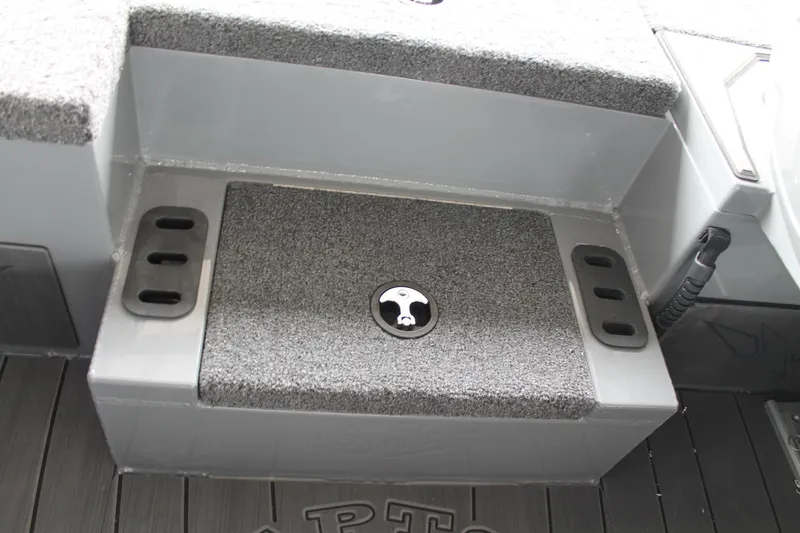 Slide: The Image of Interior of 2025 Vexus AVX2080 boat with carpeted step and storage compartment. - 20