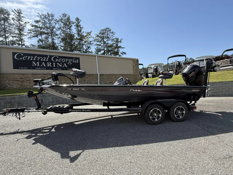 Slide: The Image of 2020 Ranger RT198P boat at Central Georgia Marina, parked on a trailer. - 2