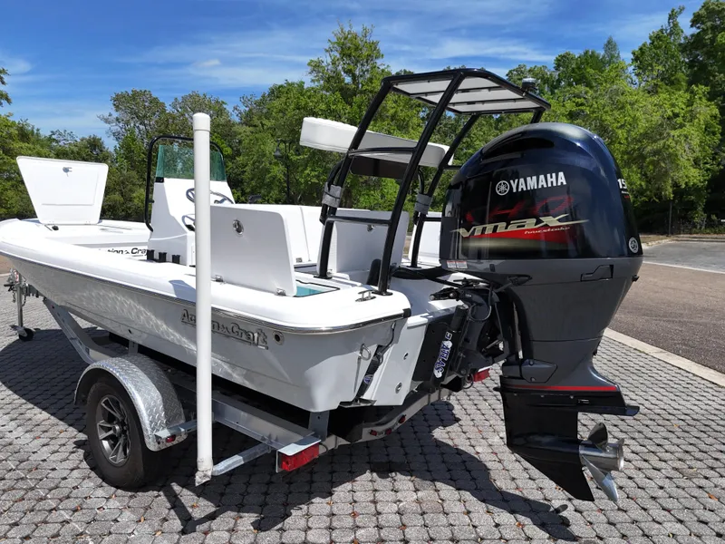 Slide: The Image of 2025 Action Craft 17 Flats boat with Yamaha VMAX engine on a trailer. - 65