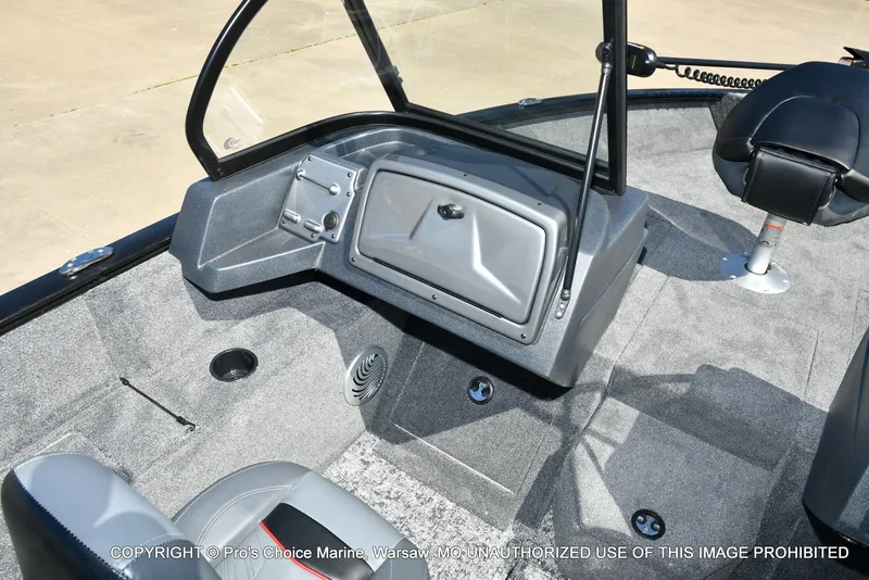 Slide: The Image of 2025 Tracker Pro Guide V-175 Combo boat interior with seating and storage compartments. - 42