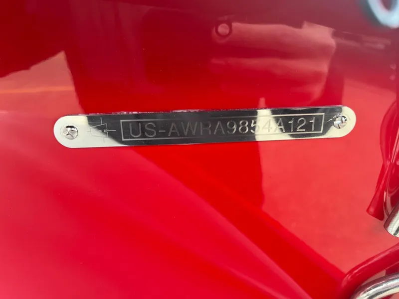 Slide: The Image of 2021 Axis A22 red boat with metal identification plate, US-AWRA9854A121. - 38