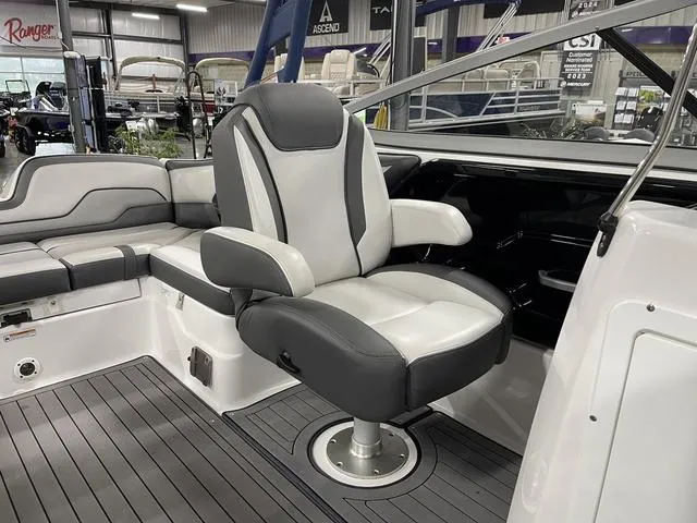 Slide: The Image of 2018 Yamaha Boats 212 Limited S interior with sleek seating and modern design. - 20
