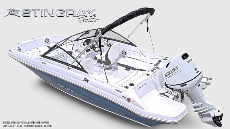 Slide: The Image of 2025 Stingray 191 DC boat with Suzuki engine, sleek design, and modern features. - 3
