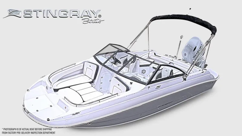 Slide: The Image of 2025 Stingray 201 DC boat with sleek design and spacious seating. - 7