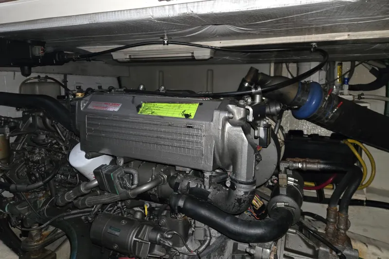 Slide: The Image of Engine compartment of a 2007 Sabre 34 Hardtop Express boat. - 20