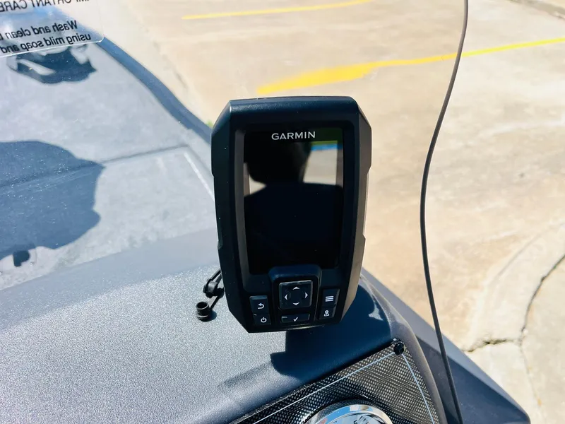 Slide: The Image of Garmin device on 2025 Tracker Bass Tracker Classic XL boat dashboard. - 18