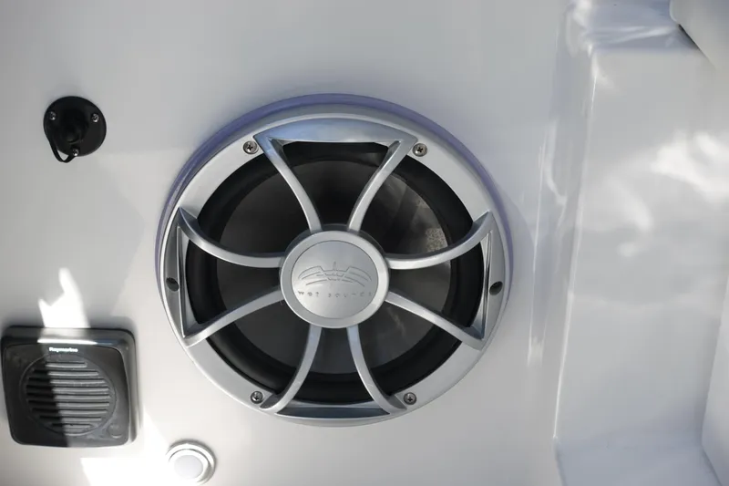 Slide: The Image of Speaker system on a 2018 Monterey 295 Sport Yacht, featuring a sleek design. - 18
