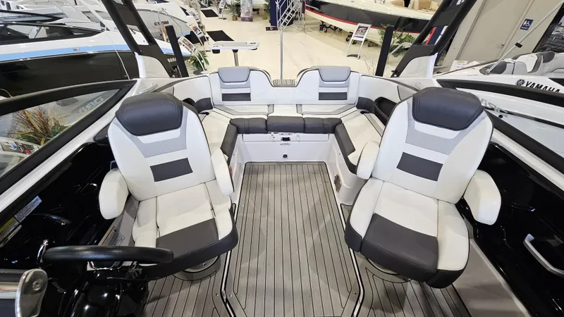 Slide: The Image of 2021 Yamaha Boats 212SD interior with modern seating and sleek design. - 8