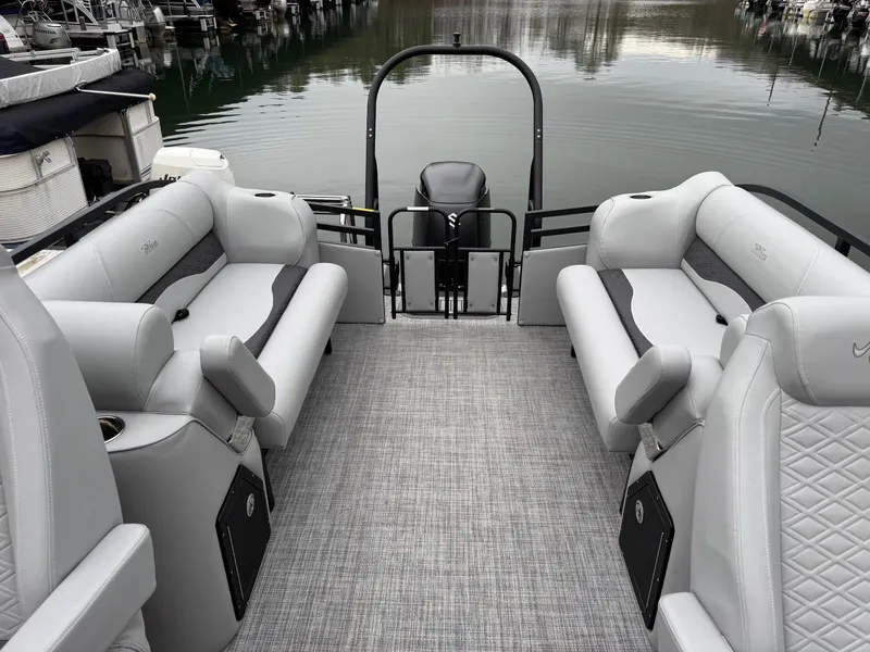 Slide: The Image of 2025 JC Neptoon Sport 23TT DSL pontoon boat with luxurious seating and modern design. - 20