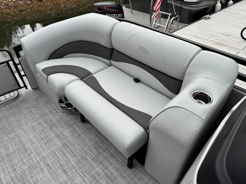 Slide: The Image of Luxurious seating on 2025 JC Neptoon Sport 23TT DSL pontoon boat with cup holder. - 9