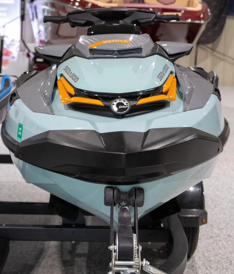 Slide: The Image of 2023 Sea-Doo Wake Pro 230 Tech Package jet ski on display. - 3