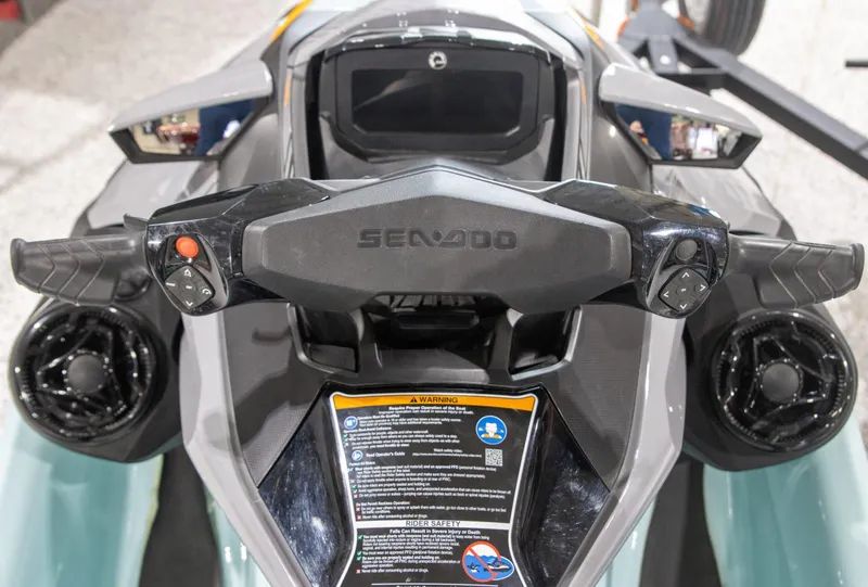 Slide: The Image of 2023 Sea-Doo Wake Pro 230 Tech Package dashboard and controls, close-up view. - 4