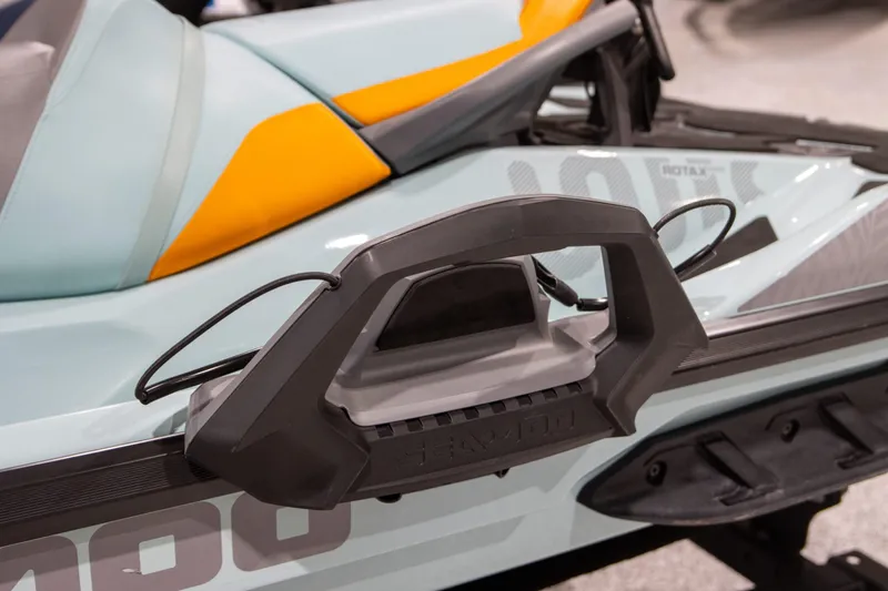 Slide: The Image of 2023 Sea-Doo Wake Pro 230 Tech Package, close-up of handle and seat design. - 5
