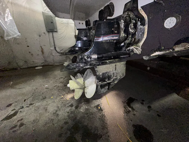 Slide: The Image of 2007 Formula 330 SS boat with MerCruiser outdrive in a garage setting. - 3