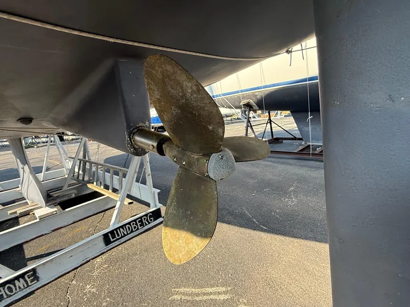 Slide: The Image of Propeller of a 2002 Beneteau 331 sailboat on a dry dock. - 15