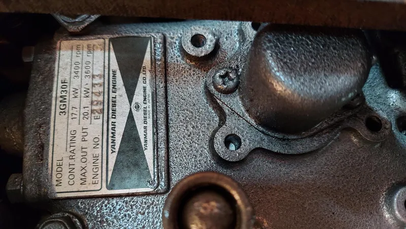 Slide: The Image of Close-up of a Yanmar diesel engine label on a 2002 Beneteau 331 sailboat. - 30