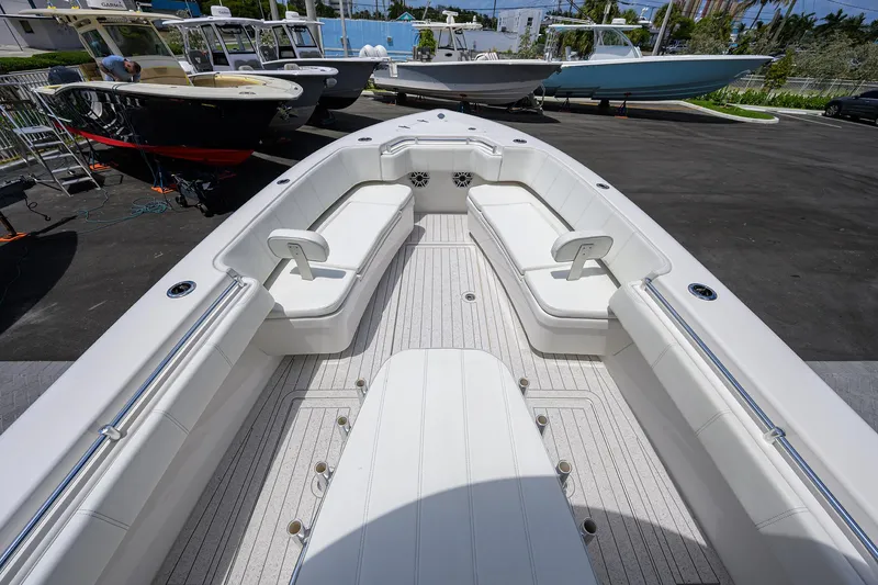Slide: The Image of 2022 Contender 35 ST boat with spacious seating and sleek design. - 15