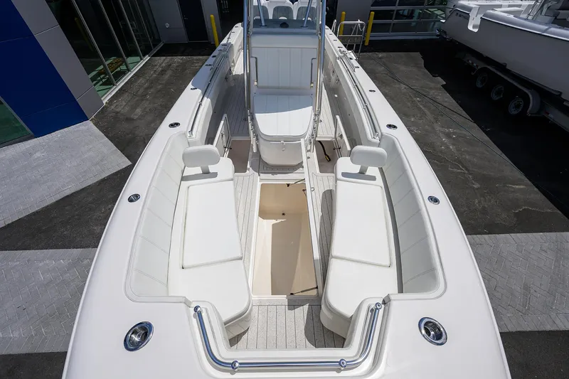 Slide: The Image of 2022 Contender 35 ST boat with spacious seating and sleek design. - 25