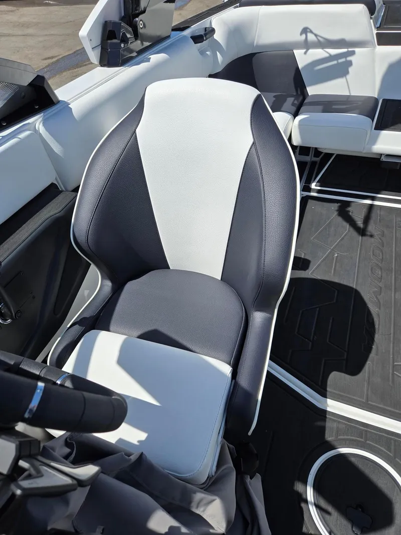 Slide: The Image of 2025 Moomba Craz boat interior with sleek, modern seating design. - 10