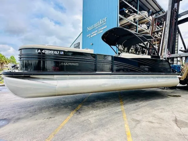 Slide: The Image of 2019 Harris 270 Grand Mariner pontoon boat in storage facility. - 3