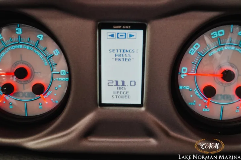 Slide: The Image of Dashboard of 2019 Axis A24 boat showing RPM, speed, and settings display. - 23