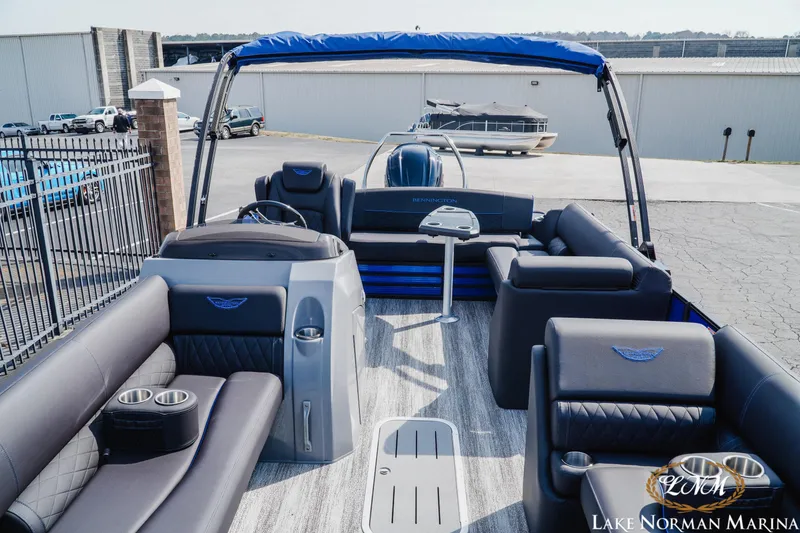 Slide: The Image of 2025 Bennington 23LSB pontoon boat interior at Lake Norman Marina. - 12