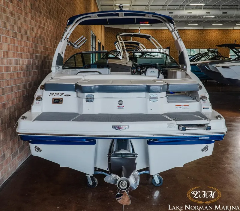Slide: The Image of 2018 Chaparral 227 SSX boat displayed at Lake Norman Marina showroom. - 5