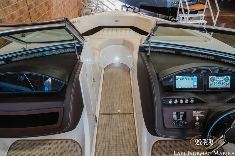 Slide: The Image of 2020 Cobalt R3 boat interior with modern dashboard and seating at Lake Norman Marina. - 15