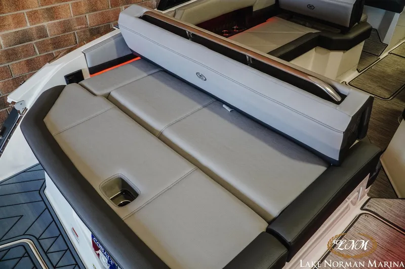 Slide: The Image of 2025 Cobalt R4 boat interior with luxurious seating at Lake Norman Marina. - 7