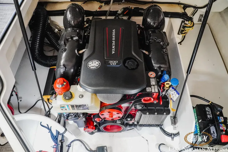 Slide: The Image of 2024 Cobalt R4 engine compartment with Volvo Penta 300 V8 engine. - 21