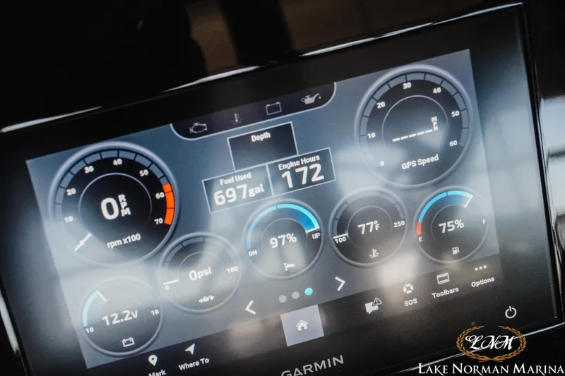 Slide: The Image of Dashboard display of 2024 Cobalt R4 showing fuel, engine hours, and GPS speed. - 24