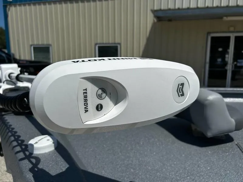 Slide: The Image of Minn Kota Terrova motor on 2025 Xpress H210B boat, close-up view. - 8