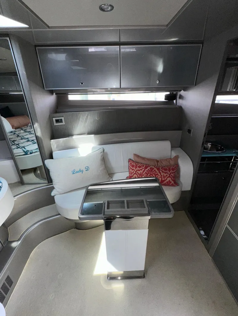 Slide: The Image of Luxurious interior of a 2015 Riva Rivarama Super yacht with modern seating and sleek design. - 26