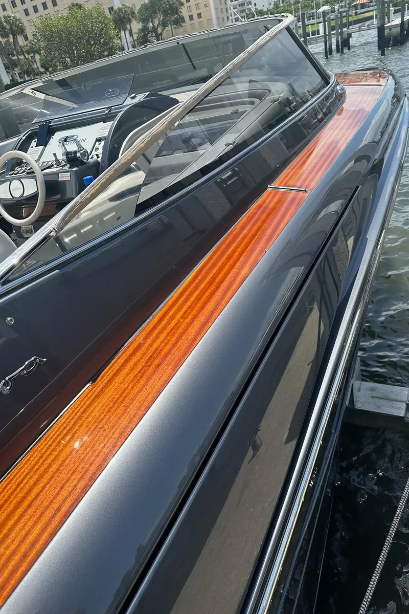 Slide: The Image of 2015 Riva Rivarama Super yacht with sleek design and luxurious wooden deck. - 17