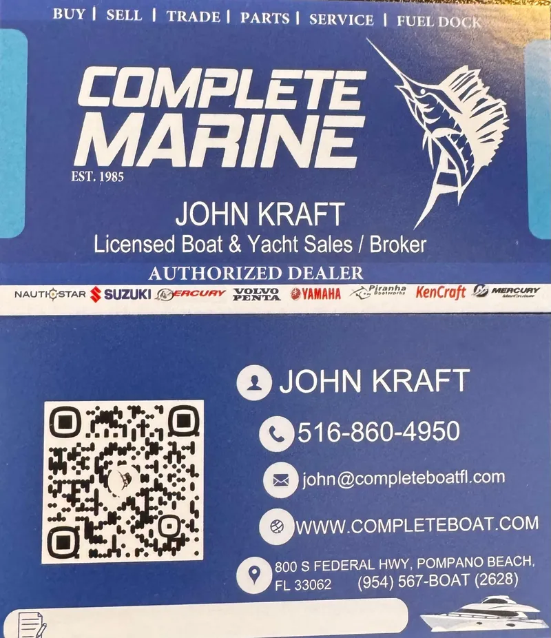 Slide: The Image of Complete Marine business card for John Kraft, licensed boat and yacht sales, Pompano Beach, FL. - 46