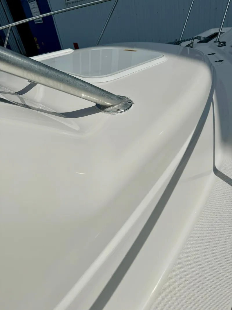 Slide: The Image of 2005 Pro-Line 32 Express boat deck with railing detail. - 10
