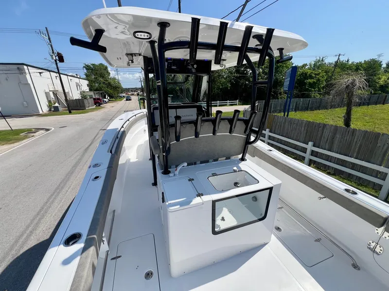 Slide: The Image of 2025 Sea Hunt Gamefish 30 with Coffin Box, featuring spacious deck and rod holders. - 9