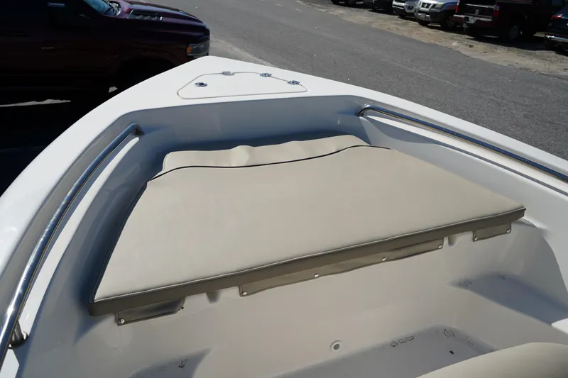 Slide: The Image of 2023 Key West 189 FS boat with cushioned bow seating area. - 21