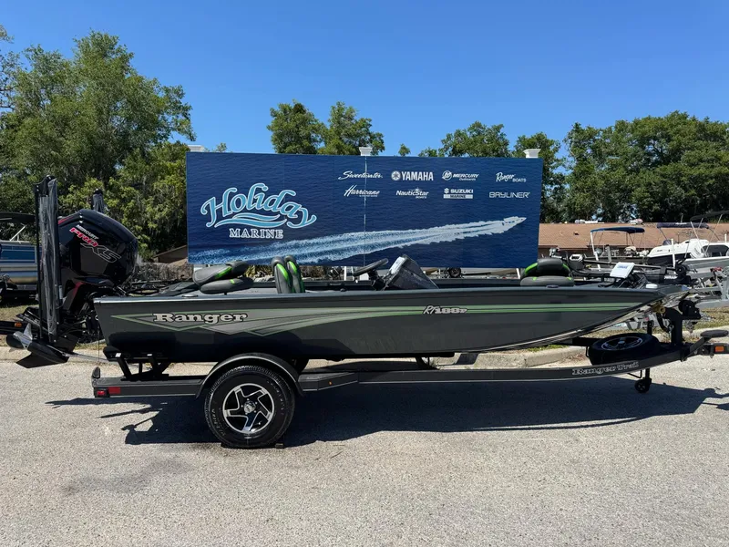 The Image of 2025 Ranger RT188P boat on trailer at Holiday Marine dealership. - 1