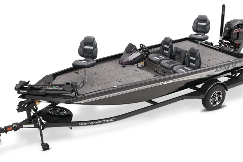 Slide: The Image of 2026 Ranger RT188P fishing boat with trailer, featuring sleek design and comfortable seating. - 13