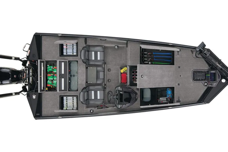 Slide: The Image of Top view of 2026 Ranger RT188P boat interior layout with seating and storage compartments. - 16