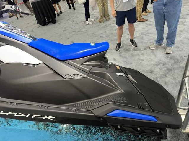Slide: The Image of 2025 Yamaha WaveRunner Jetblaster 2-Up with blue seat on display at an event. - 3