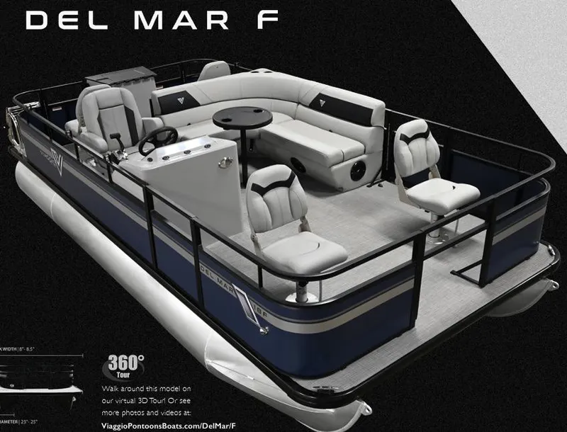 Slide: The Image of 2022 Viaggio Del Mar 18 Fish pontoon boat with seating and steering console. - 2