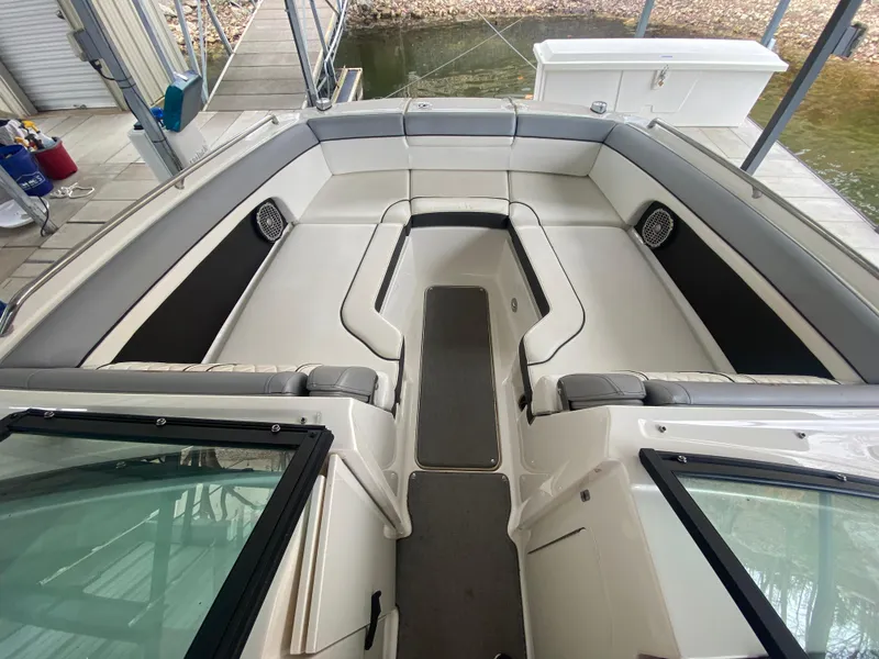 Slide: The Image of 2017 Sea Ray 270 SDX OB boat interior with spacious seating and sleek design. - 28